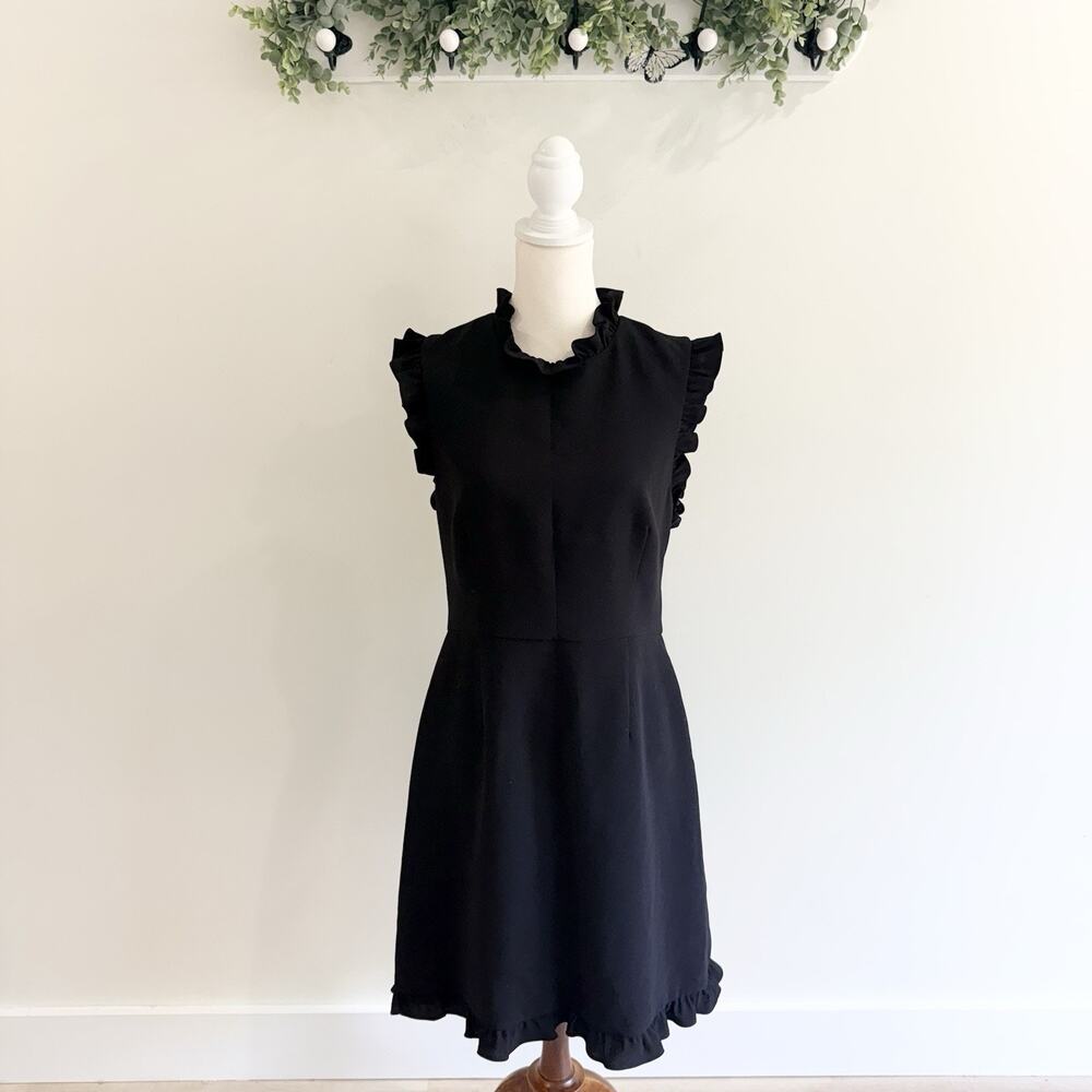 Jill Jill Stuart Black Ruffled Cap Sleeve Open Back Cocktail Dress Size 10 N5037